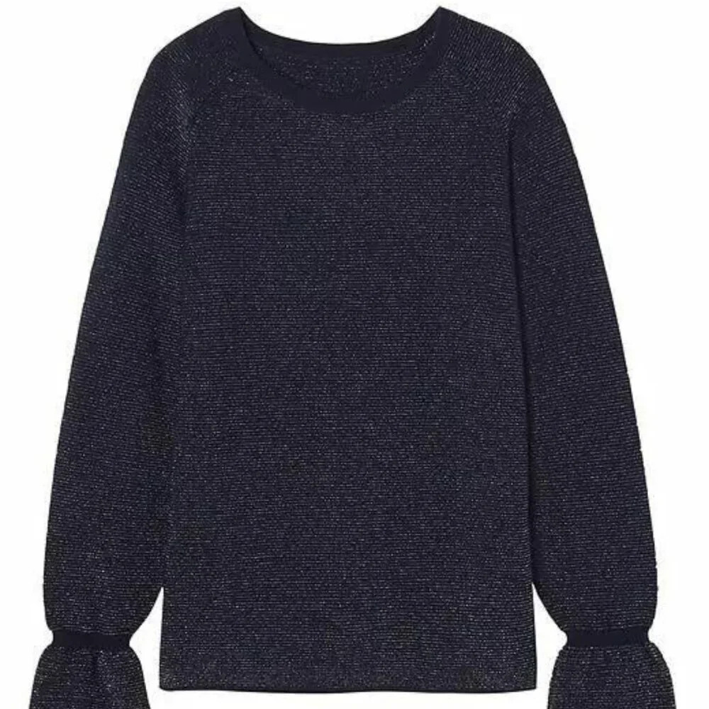 Banana Republic Womens Size XS Italian Superloft Shine Flare-Cuff Crew Sweater